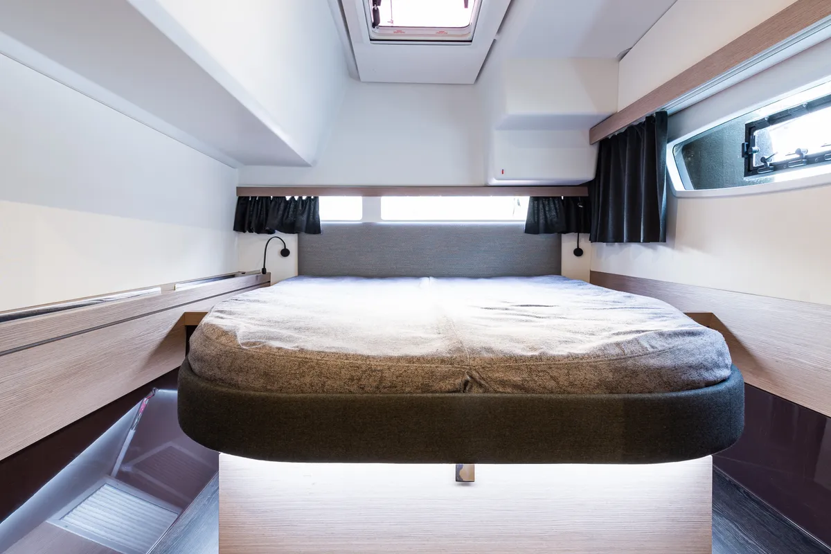 Cabin on Rih, a Fountaine Pajot Isla 40 catamaran at Municipal Unit of Lefkada, Greece