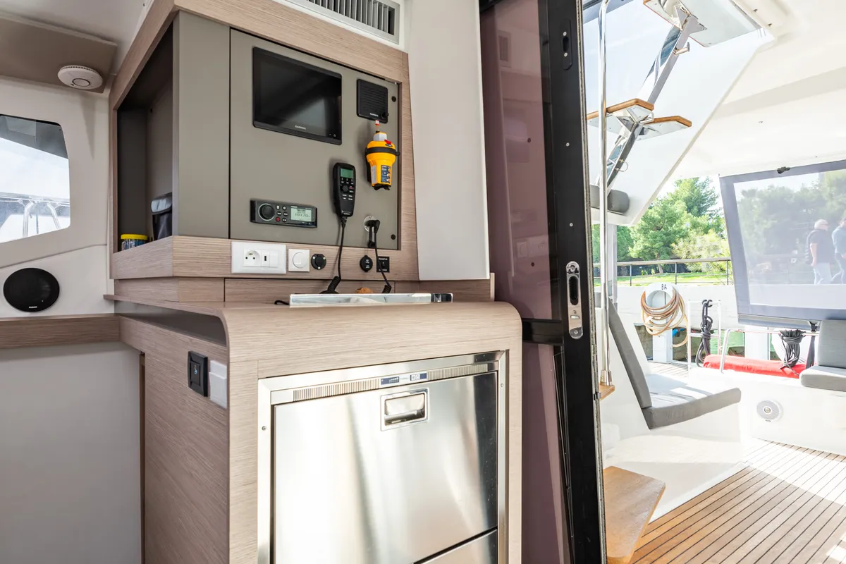 Salon of Rih, a Fountaine Pajot Isla 40 catamaran at Municipal Unit of Lefkada, Greece
