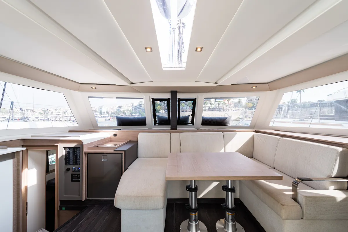 Salon of Rih, a Fountaine Pajot Isla 40 catamaran at Municipal Unit of Lefkada, Greece