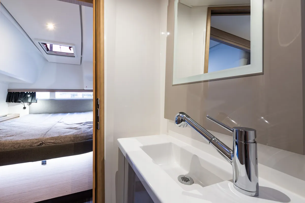 Head on Rih, a Fountaine Pajot Isla 40 catamaran at Municipal Unit of Lefkada, Greece