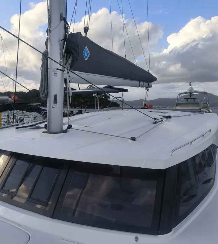 Deck of Arven, a Fountaine Pajot Isla 40 catamaran at Marmaris, Turkey