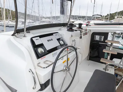 Cockpit of POSEIDON 2021 (air condition, generator), a Lagoon 42 catamaran at Primošten, Croatia