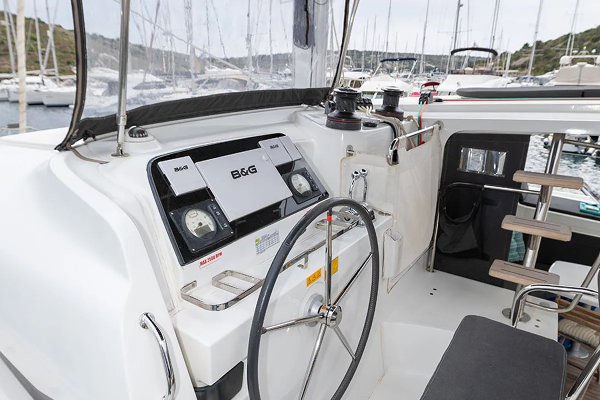 Cockpit of POSEIDON 2021 (air condition, generator), a Lagoon 42 catamaran at Primošten, Croatia