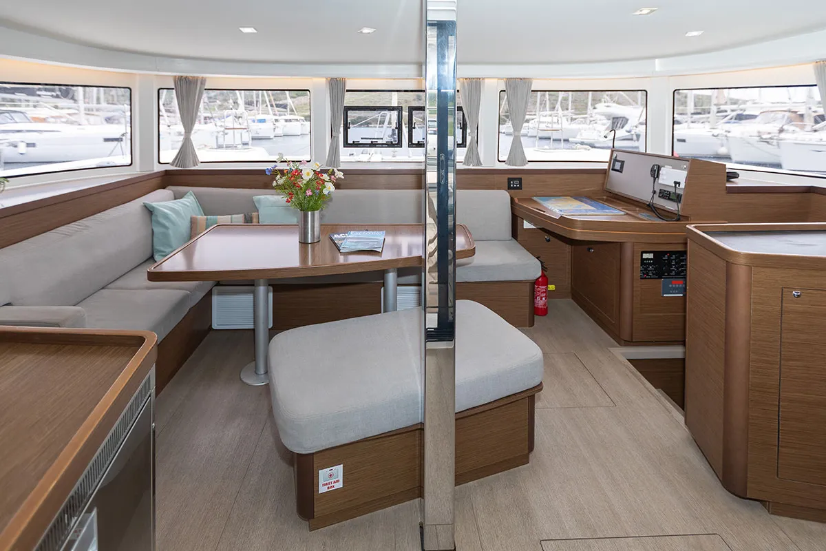 Salon of POSEIDON 2021 (air condition, generator), a Lagoon 42 catamaran at Primošten, Croatia
