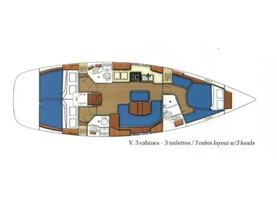 Floor plan of Premium, a Beneteau Oceanis 423 sailboat at Harstad, Norway