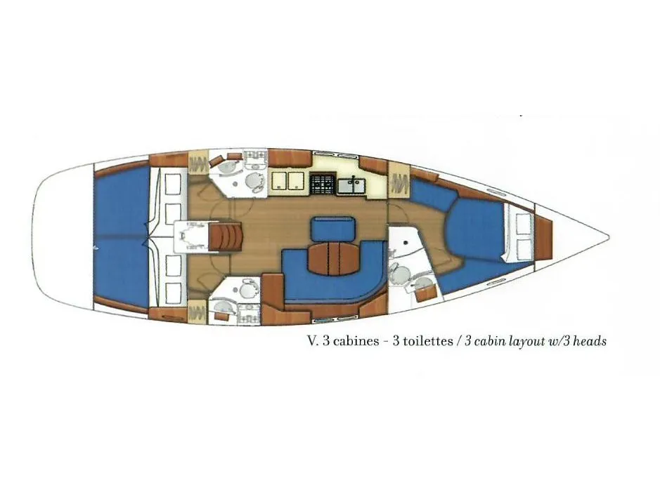 Floor plan of Premium, a Beneteau Oceanis 423 sailboat at Harstad, Norway