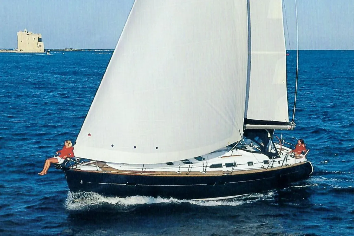 Exterior view of Premium, a Beneteau Oceanis 423 sailboat at Harstad, Norway