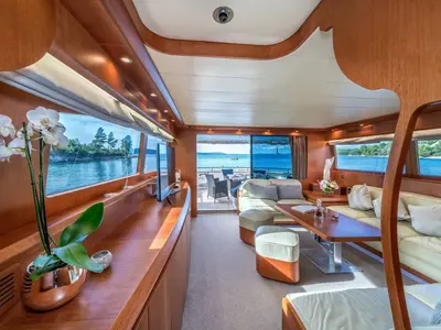Salon of Jantar, a Maiora 20S motor yacht at Split, Croatia