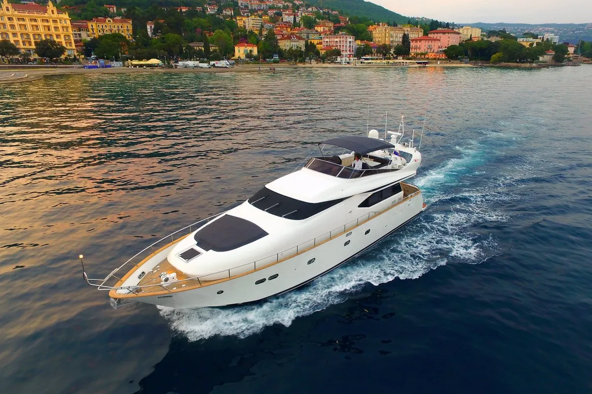 Exterior view of Jantar, a Maiora 20S motor yacht at Split, Croatia