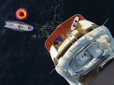 Deck of Jantar, a Maiora 20S motor yacht at Split, Croatia