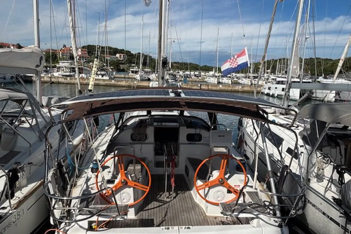 Cockpit of Fides, a Elan Impression 40 sailboat at Grad Pula, Croatia