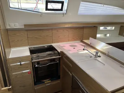 Galley of Fides, a Elan Impression 40 sailboat at Pula, Croatia