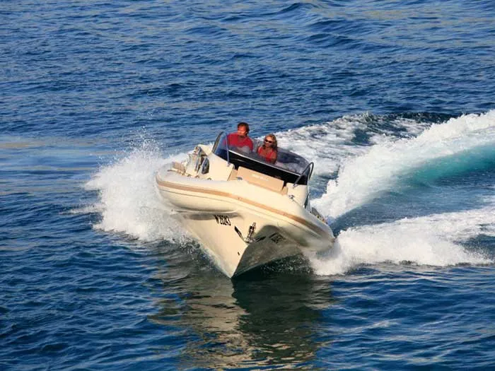 Exterior view of Marco, a MAR-CO e-motion 32 motorboat at Primošten, Croatia