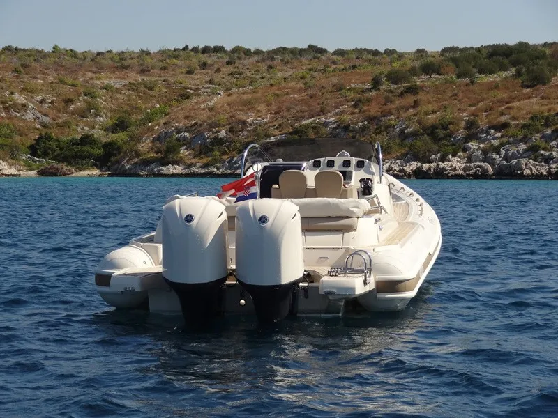 Exterior view of Marco, a MAR-CO e-motion 32 motorboat at Primošten, Croatia