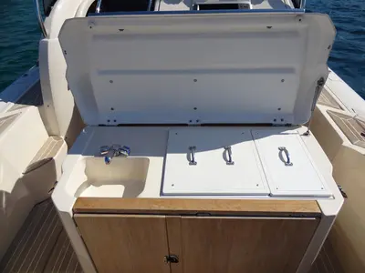 Deck of Marco, a MAR-CO e-motion 32 motorboat at Primošten, Croatia
