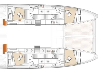 Floor plan of La Vita e Bella, a Excess 14 catamaran at Municipal Unit of Rhodes, Greece