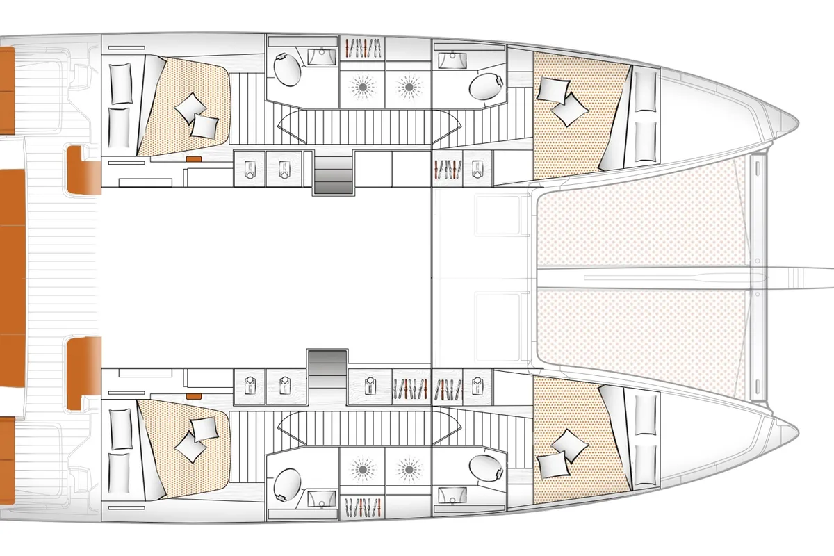 Floor plan of La Vita e Bella, a Excess 14 catamaran at Municipal Unit of Rhodes, Greece