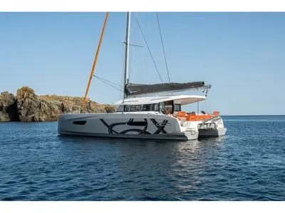 Exterior view of La Vita e Bella, a Excess 14 catamaran at Municipal Unit of Rhodes, Greece