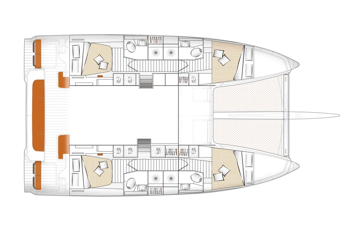 Floor plan of La Vita e Bella, a Excess 14 catamaran at Municipal Unit of Rhodes, Greece