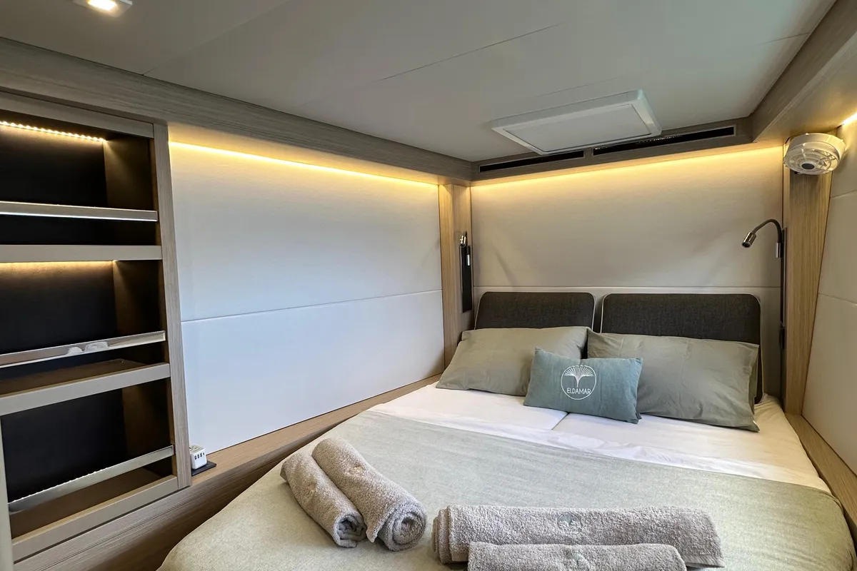 Cabin on Eldamar, a Lagoon 51 catamaran at Grad Trogir, Croatia