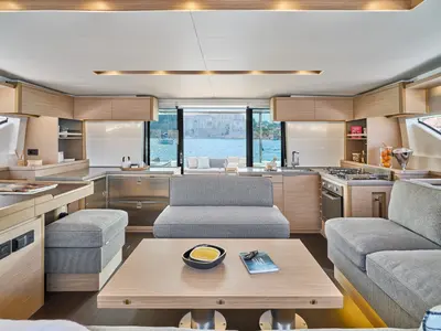 Salon of Eldamar, a Lagoon 51 catamaran at Grad Trogir, Croatia