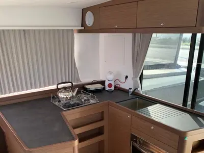 Galley of KARMA, a Lagoon 42 catamaran at Lefkada, Greece