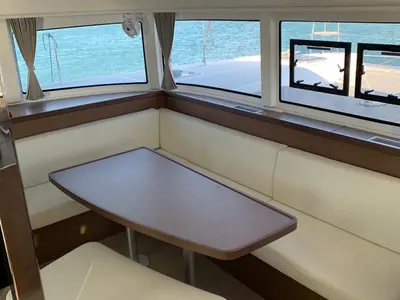 Salon of KARMA, a Lagoon 42 catamaran at Lefkada, Greece