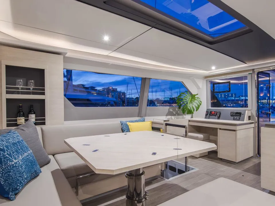 Salon of Moorings 5000 Exclusive, a Leopard 50 catamaran at Nassau, Bahamas