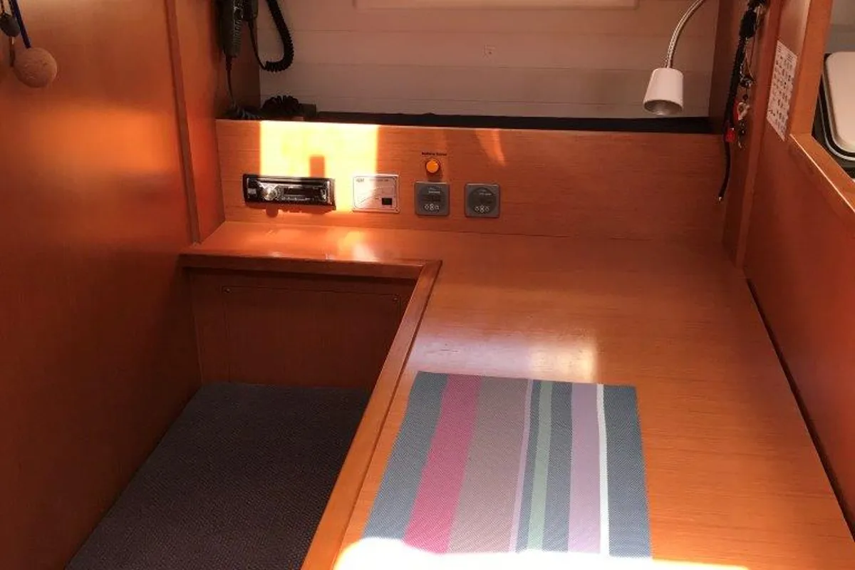 Cabin on Juniper, a Bavaria 50 Cruiser sailboat at Lefkada, Greece
