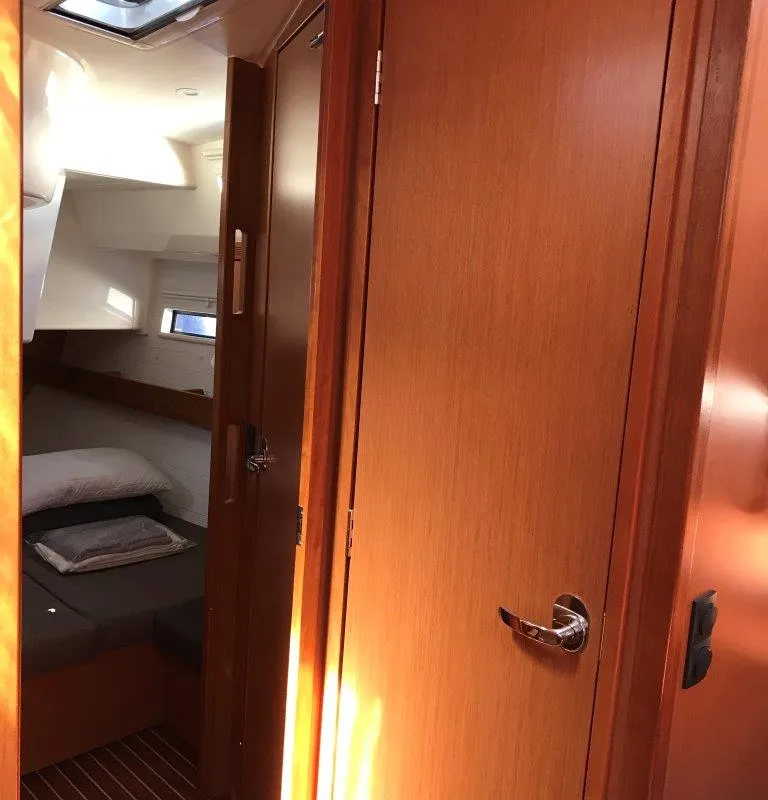 Cabin on Juniper, a Bavaria 50 Cruiser sailboat at Lefkada, Greece