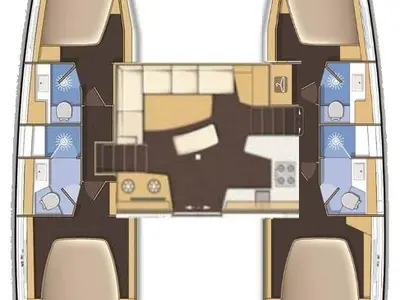 Floor plan of Zourite, a Lagoon 42 catamaran at Roche Caiman, Seychelles