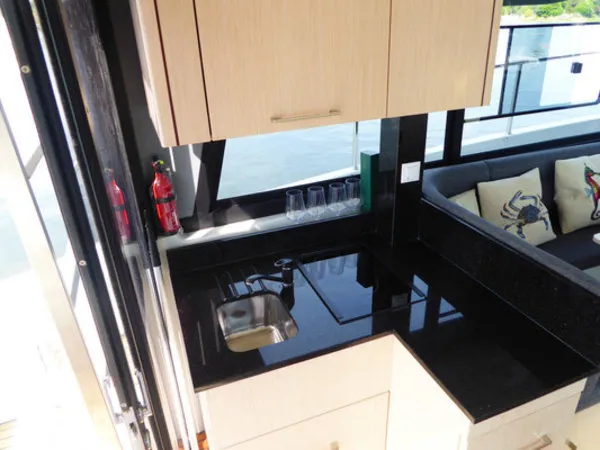 Galley of Tofino, a Futura 36 motor yacht at Kukljica, Croatia