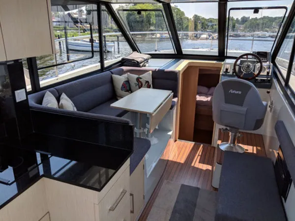 Salon of Tofino, a Futura 36 motor yacht at Kukljica, Croatia