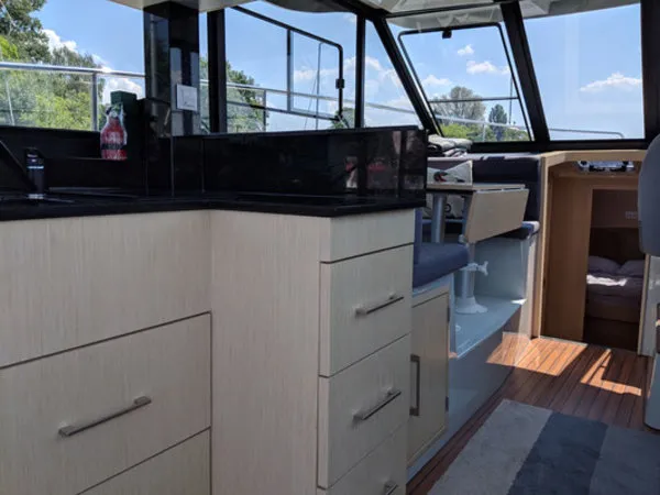 Galley of Tofino, a Futura 36 motor yacht at Kukljica, Croatia