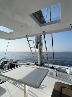 Cockpit of Star Velvet (A/C, Generator, Water Maker, dishwasher), a Bali 4.6 catamaran at Athens, Greece
