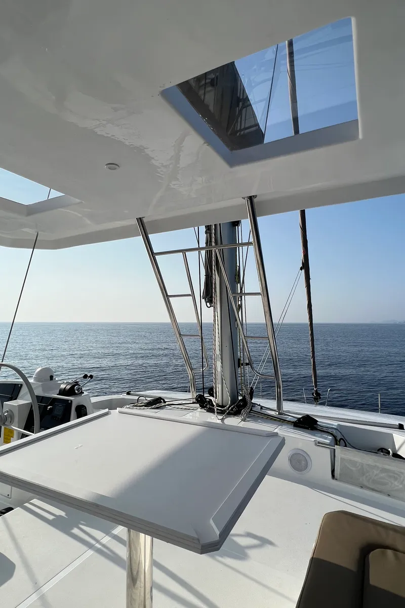 Cockpit of Star Velvet (A/C, Generator, Water Maker, dishwasher), a Bali 4.6 catamaran at Athens, Greece
