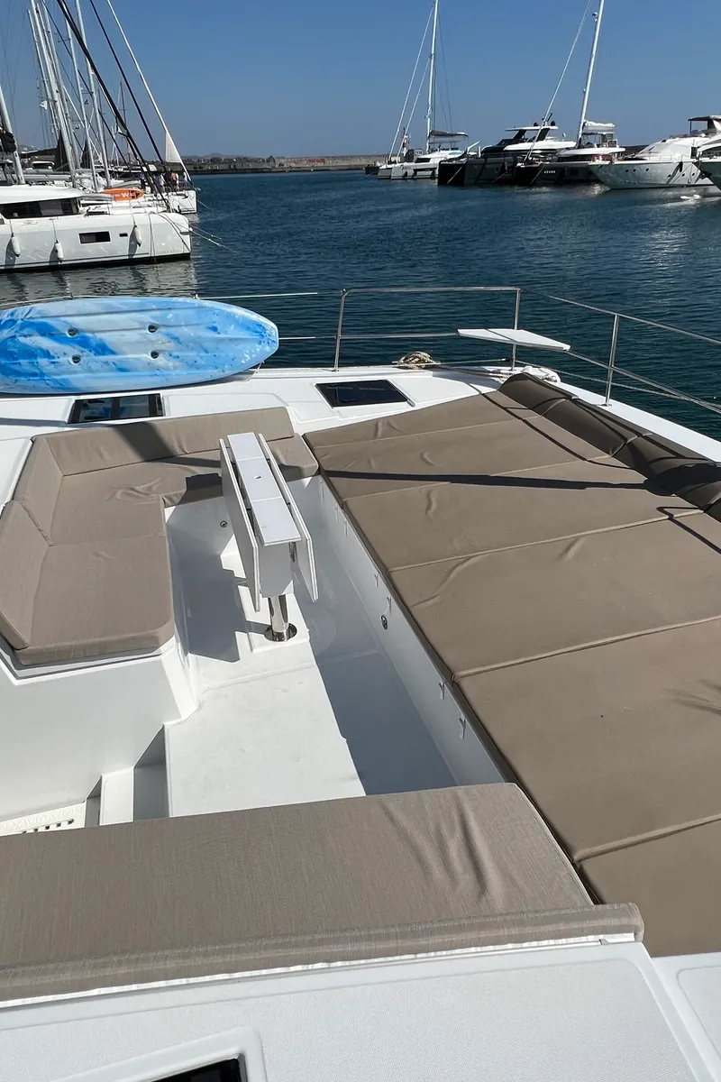 Deck of Star Velvet (A/C, Generator, Water Maker, dishwasher), a Bali 4.6 catamaran at Athens, Greece