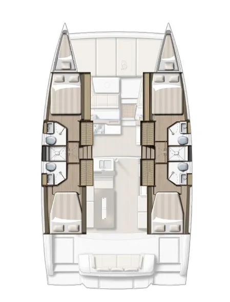 Floor plan of Riviera, a Bali 4.2 catamaran at Athens, Greece