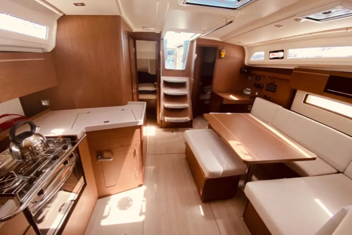 Galley of Yello, a Beneteau Oceanis 40.1 sailboat at Municipal Unit of Lefkada, Greece