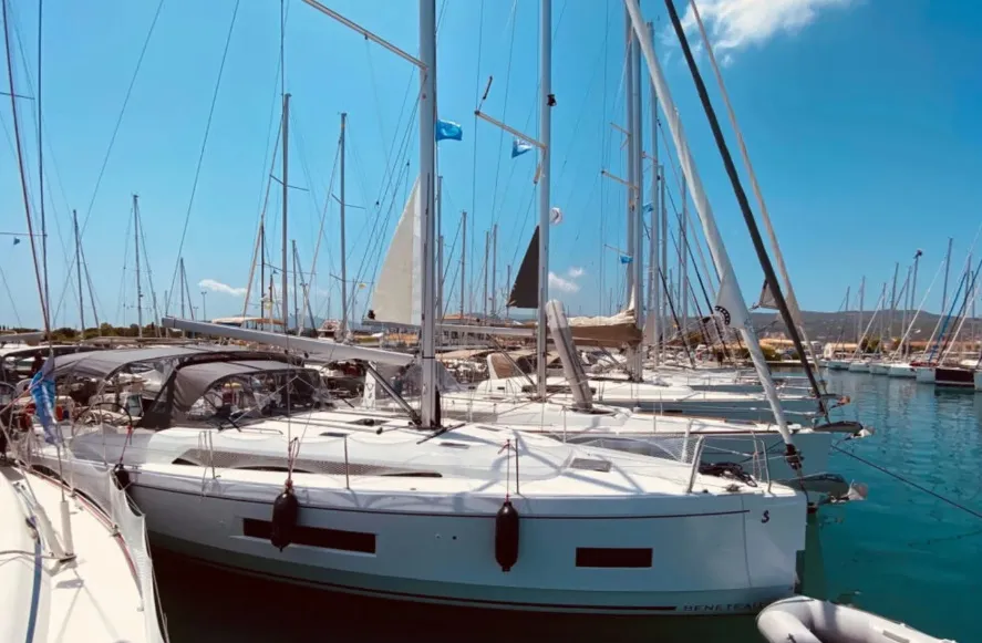 Exterior view of Yello, a Beneteau Oceanis 40.1 sailboat at Municipal Unit of Lefkada, Greece
