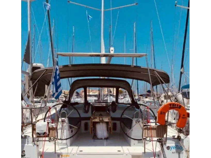 Cockpit of Yello, a Beneteau Oceanis 40.1 sailboat at Municipal Unit of Lefkada, Greece