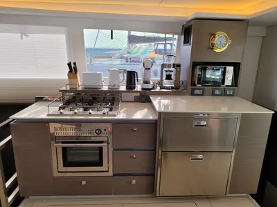 Galley of Trident, a Leopard 50 catamaran at Sukošan, Croatia