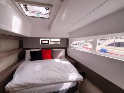 Cabin on Trident, a Leopard 50 catamaran at Sukošan, Croatia