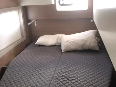 Cabin on KEEP CALM, a Bali 4.4 catamaran at Capo d'Orlando, Italy