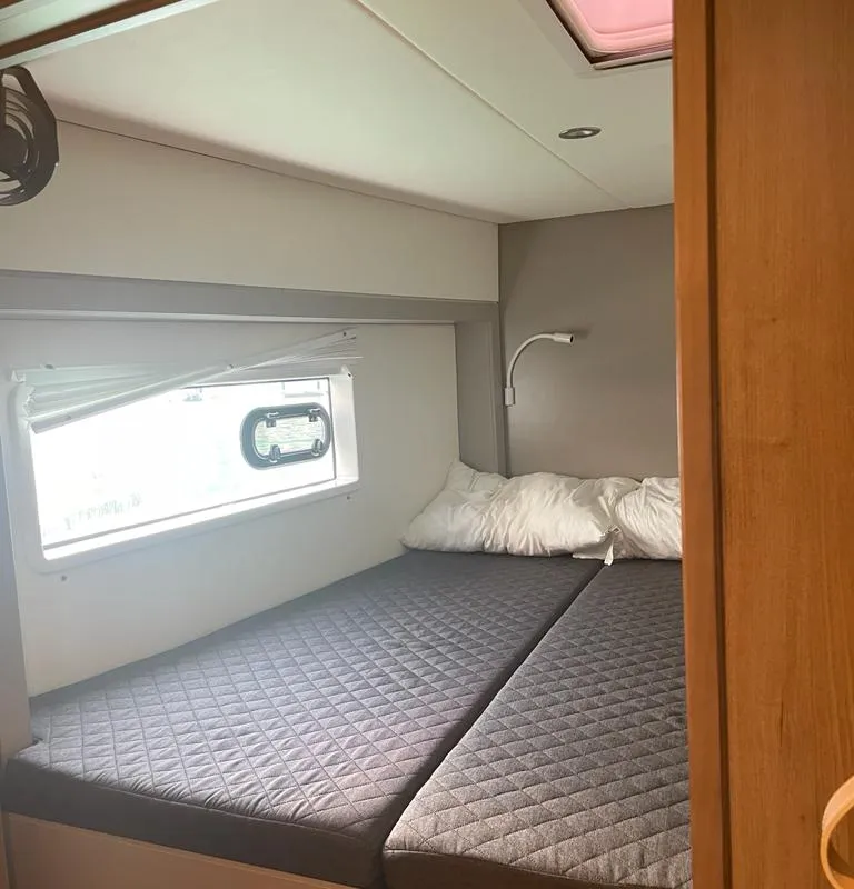 Cabin on KEEP CALM, a Bali 4.4 catamaran at Capo d'Orlando, Italy