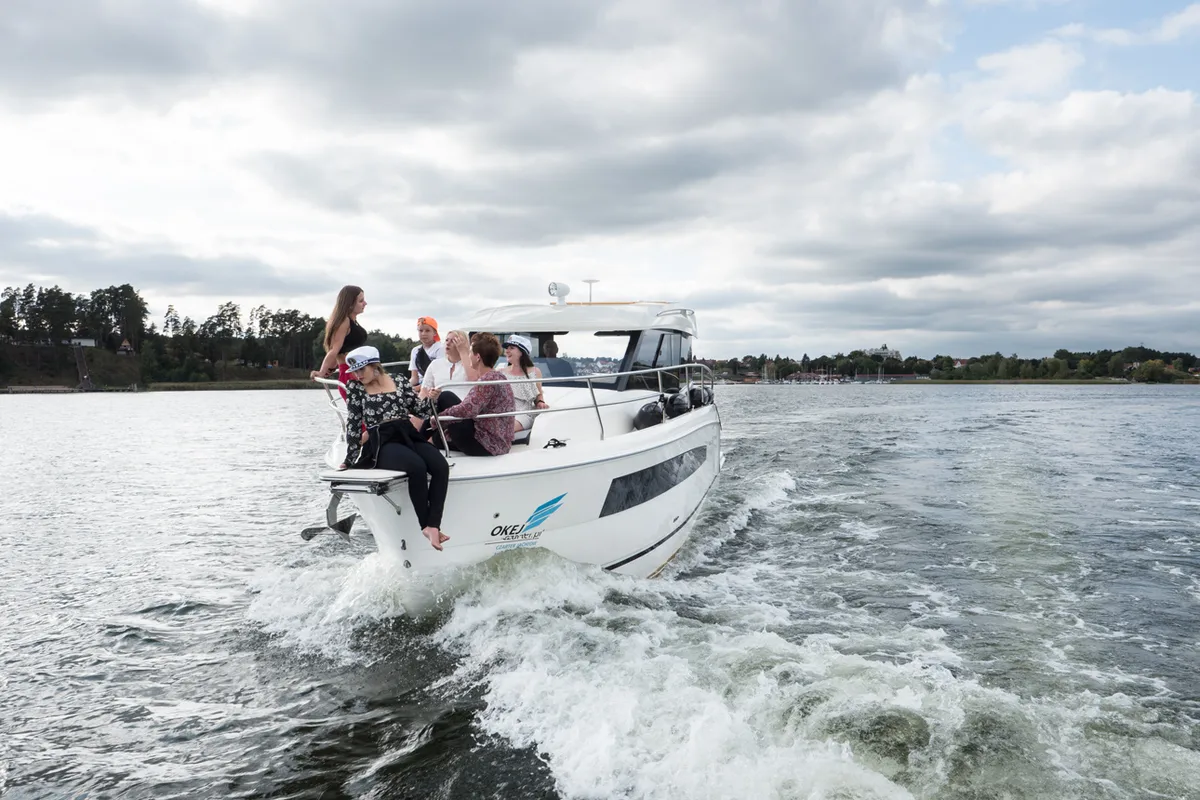 Exterior view of Balt 918 Titanium, a motorboat at Wilkasy, Poland