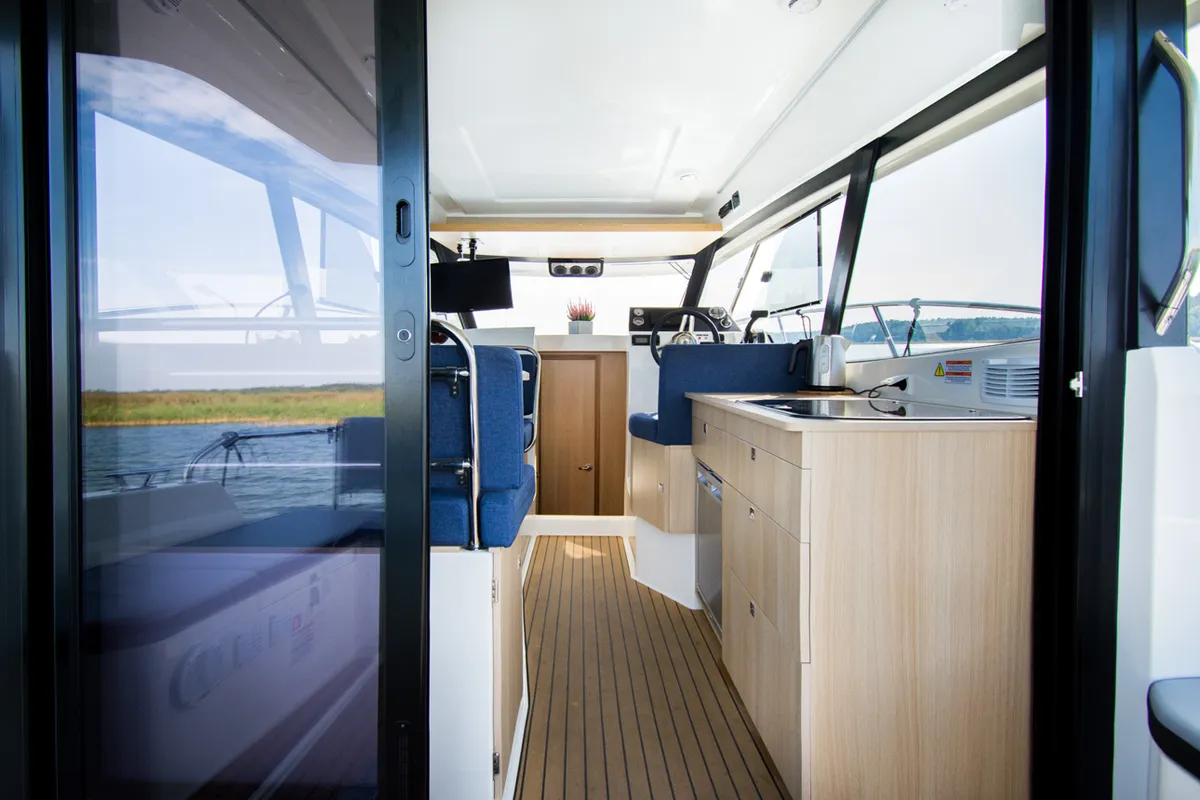 Salon of Balt 918 Titanium, a motorboat at Wilkasy, Poland