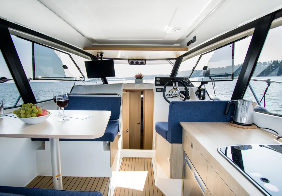Salon of Balt 918 Titanium, a motorboat at Wilkasy, Poland
