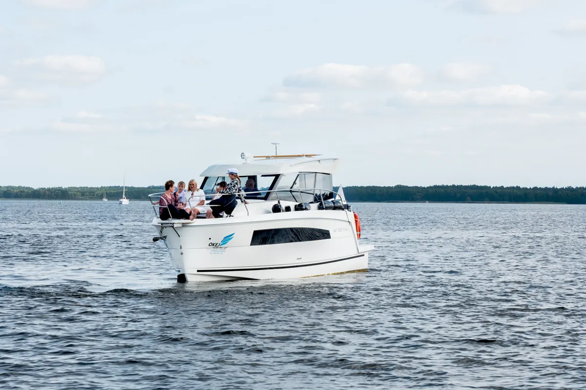 Exterior view of Balt 918 Titanium, a motorboat at Wilkasy, Poland