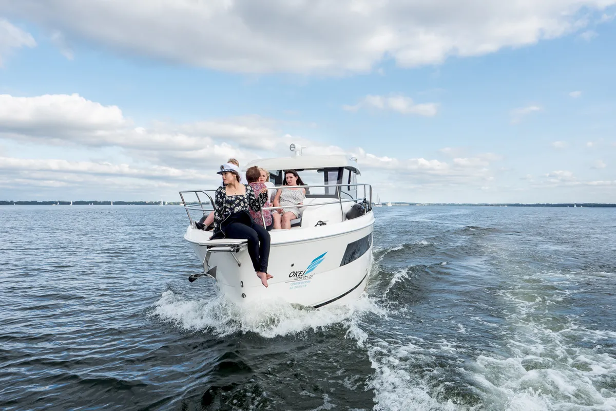 Exterior view of Balt 918 Titanium, a motorboat at Wilkasy, Poland